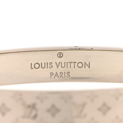 Louis Vuitton Brass Palladium Plated Nanogram Cuff S Silver 4 of 7