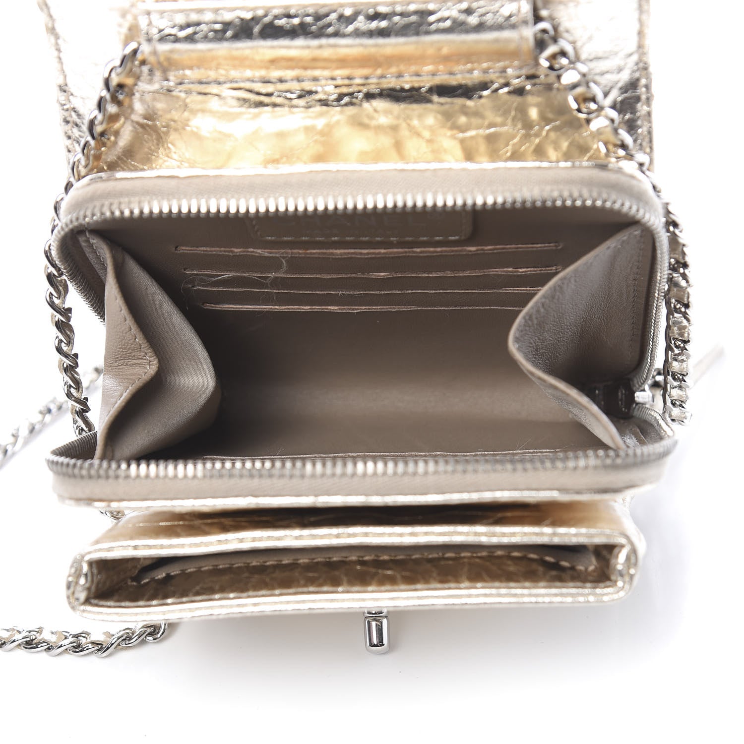 Chanel Crackled Aged Calfskin Mini Crossbody Flap Gold 5 of 11