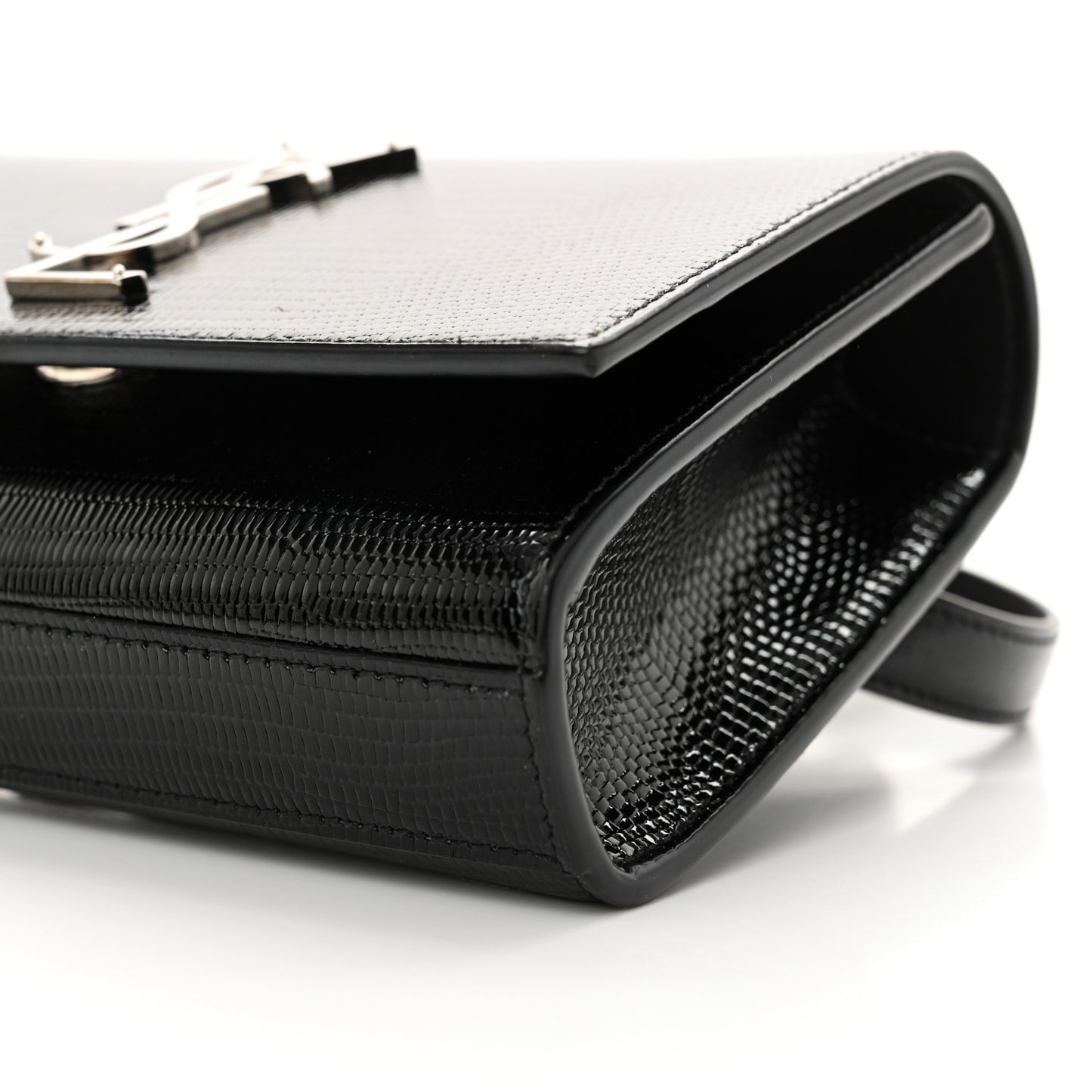 Calfskin Lizard Embossed Monogram Kate Belt Bag Black