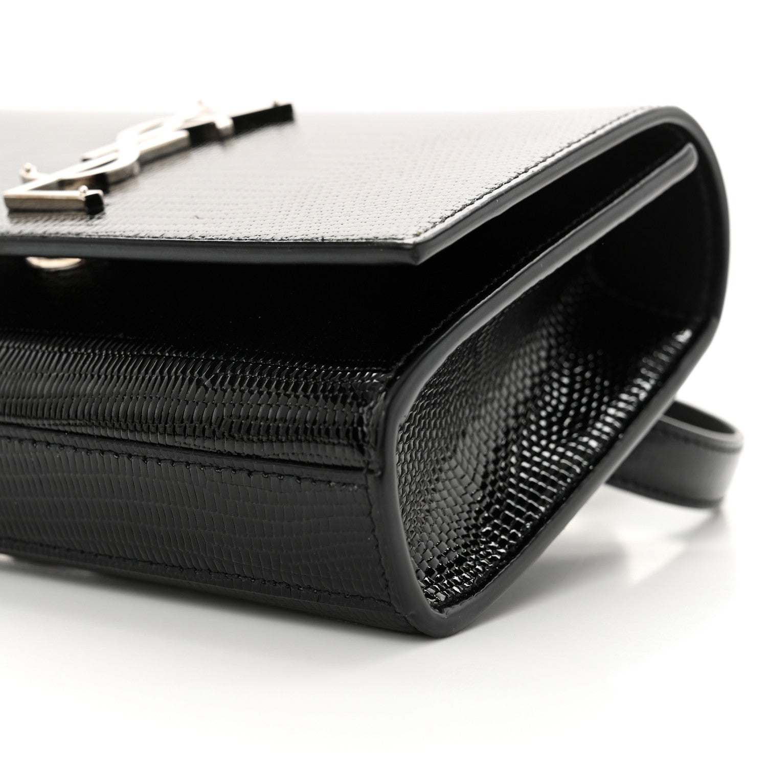 Saint Laurent Calfskin Lizard Embossed Monogram Kate Belt Bag Black 10 of 12