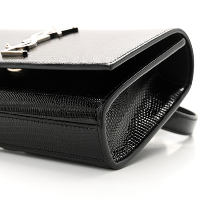 Saint Laurent Calfskin Lizard Embossed Monogram Kate Belt Bag Black 10 of 12