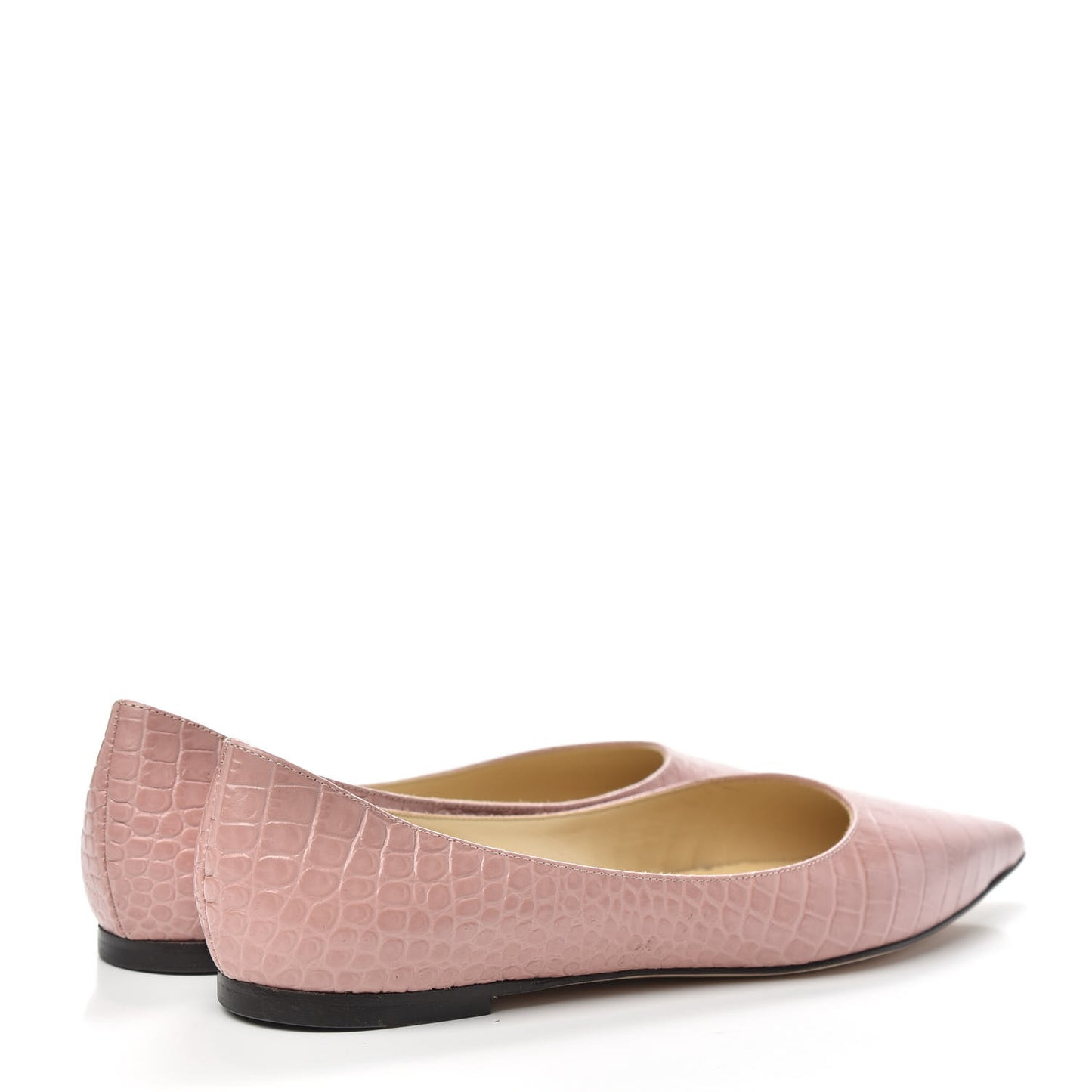 Crocodile Embossed Calfskin Love Flat 37.5 Blush