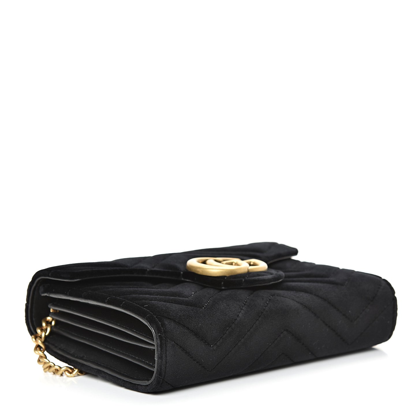 Velvet Matelasse GG Marmont Chain Wallet Black