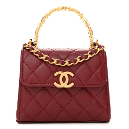 Chanel Lambskin Enamel Quilted Mini Top Handle Flap Red 1 of 10