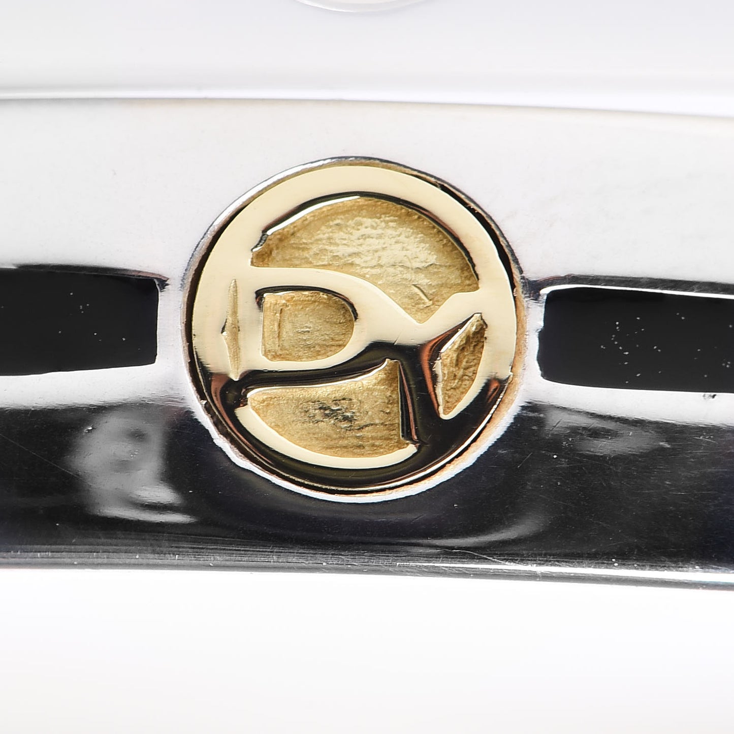 Sterling Silver 18K Yellow Gold Black Enamel DY Logo Bracelet