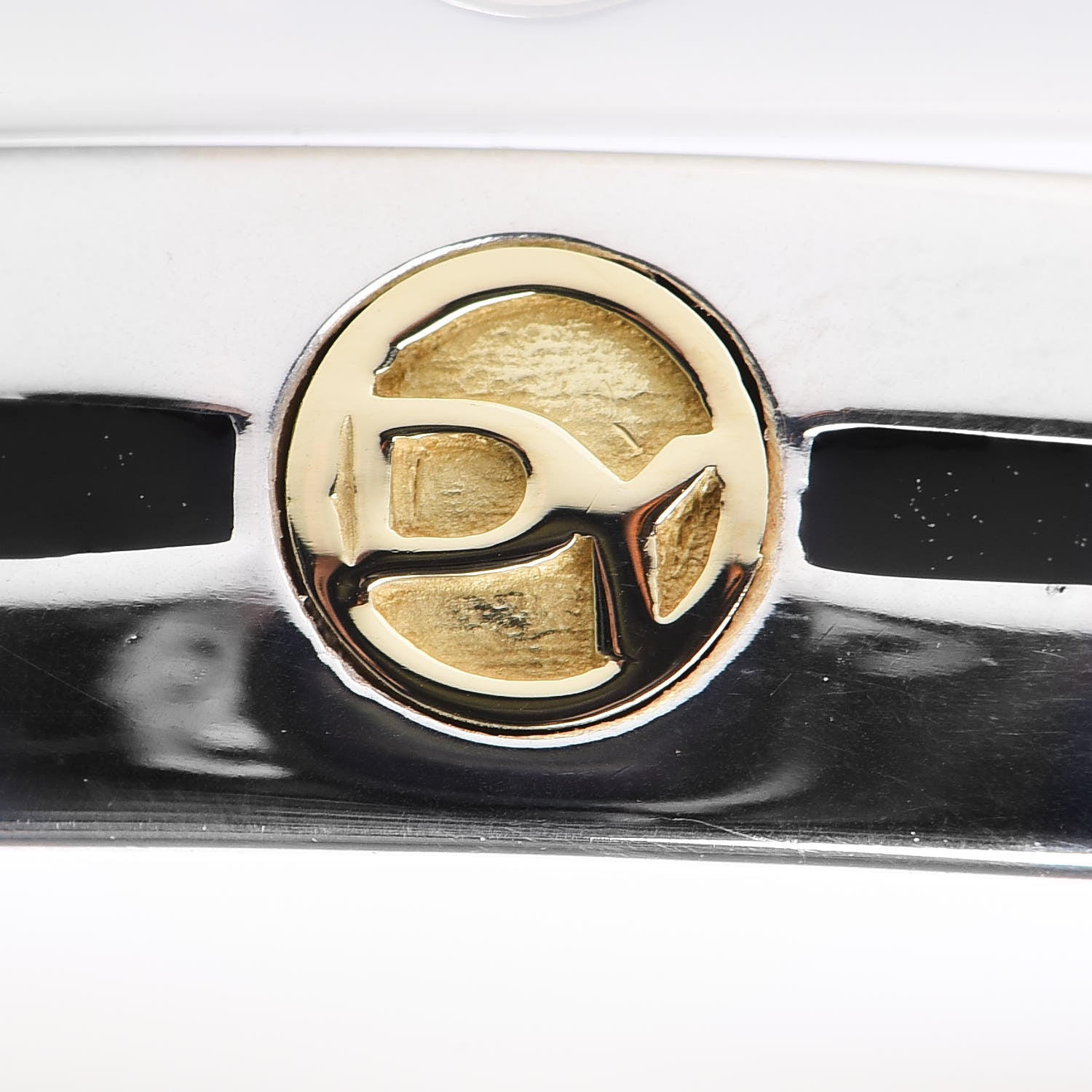 David Yurman Sterling Silver 18K Yellow Gold Black Enamel DY Logo Bracelet 5 of 5