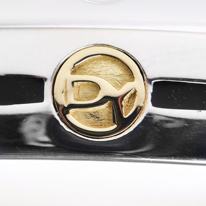 David Yurman Sterling Silver 18K Yellow Gold Black Enamel DY Logo Bracelet 5 of 5