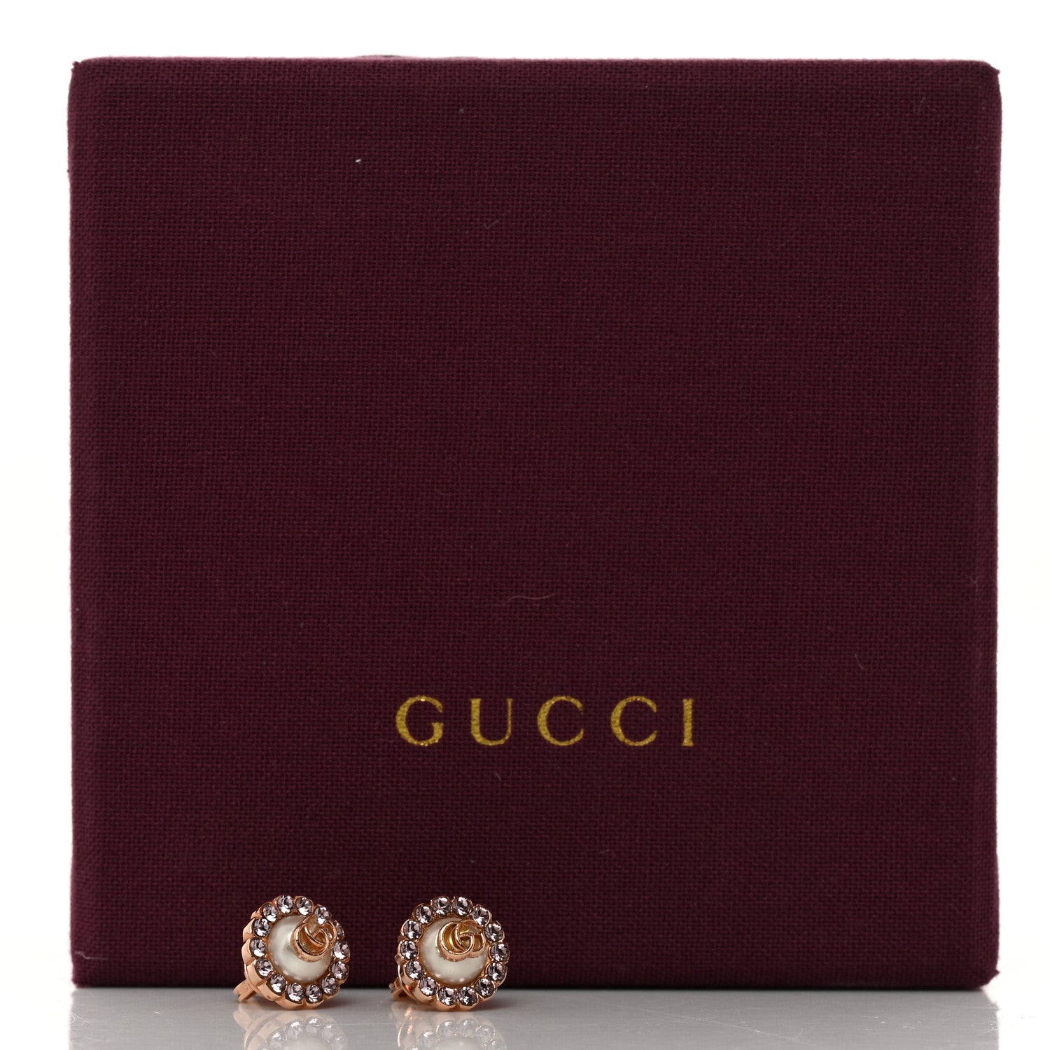Gucci Metal Crystal Pearl Double G Earrings Rose Gold 5 of 5