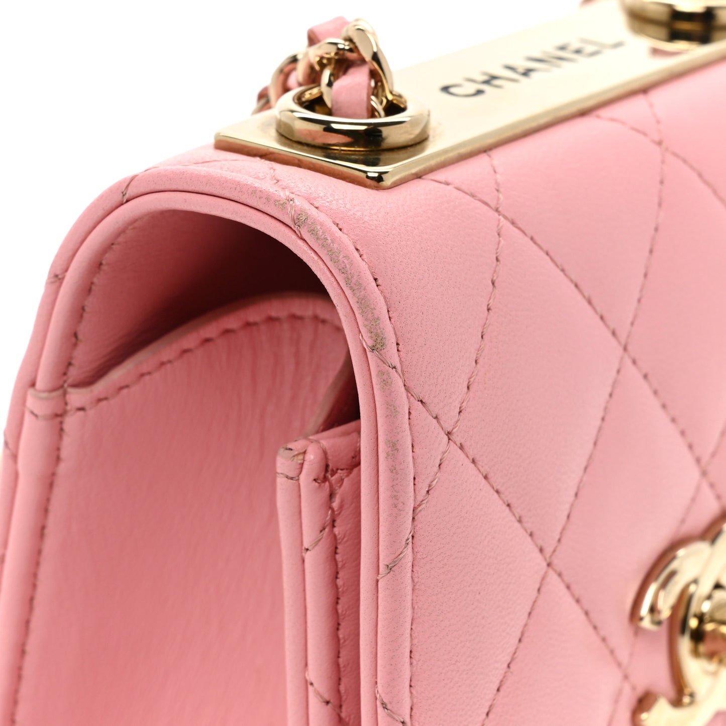 Lambskin Quilted Mini Trendy CC Clutch With Chain Pink
