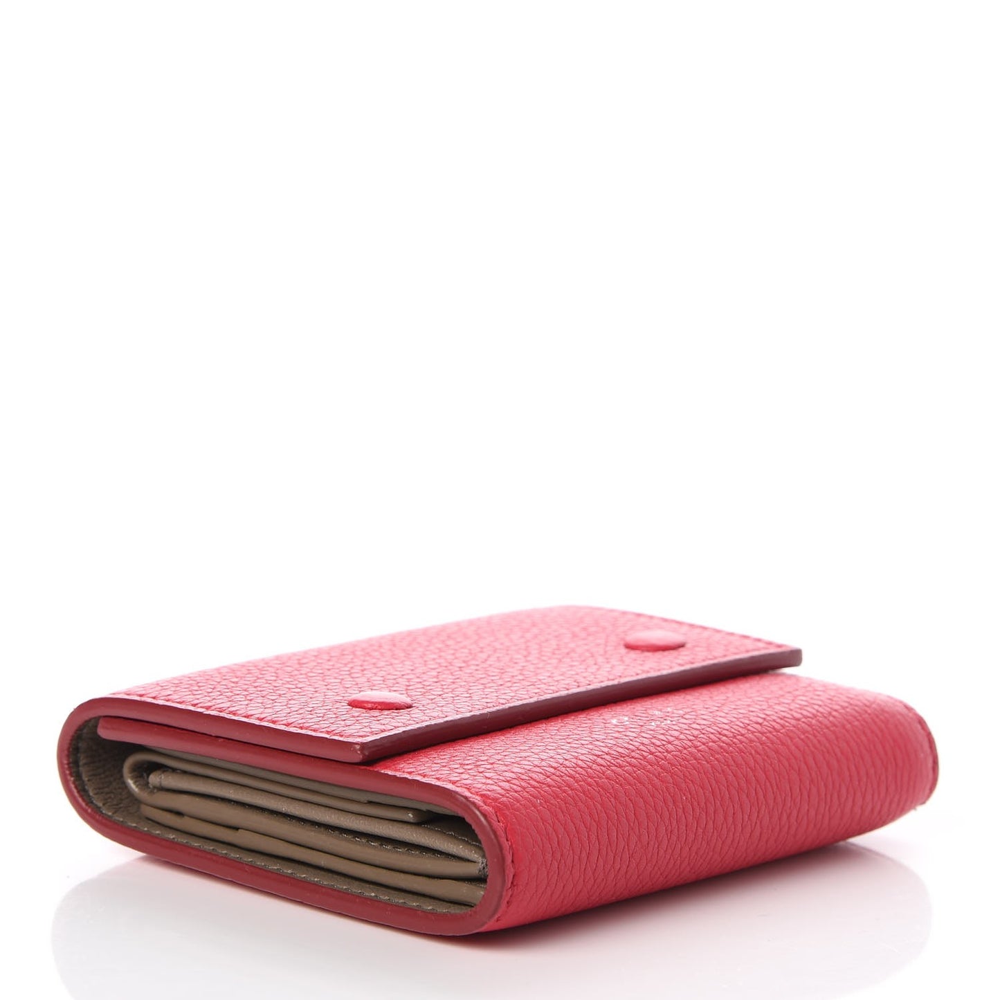 Drummed Calfskin Small Multifunction Folded Wallet Dark Pink