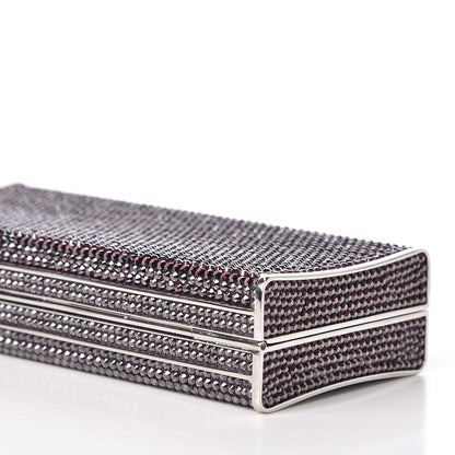 Judith Leiber Swarovski Crystal Minaudiere Clutch Silver Purple 7 of 10