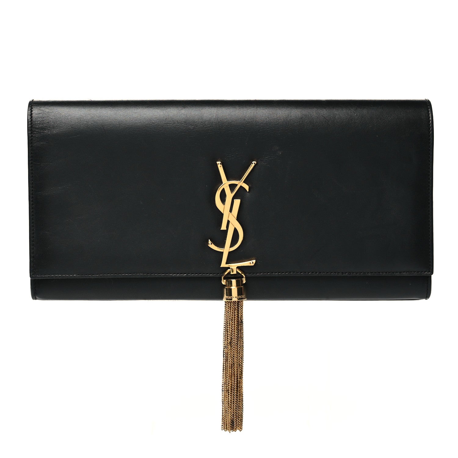 Saint Laurent Calfskin Classic Monogram Tassel Clutch Black 1 of 14