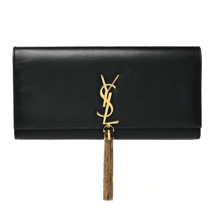 Saint Laurent Calfskin Classic Monogram Tassel Clutch Black 1 of 14