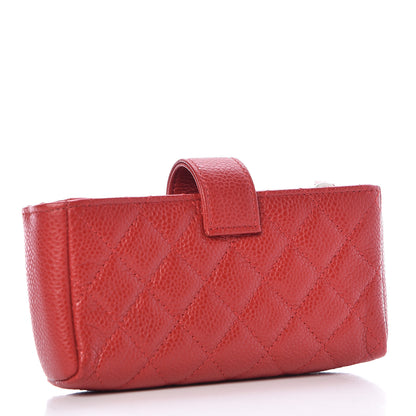 Chanel Caviar Quilted Mini Phone Holder Clutch Red 3 of 13