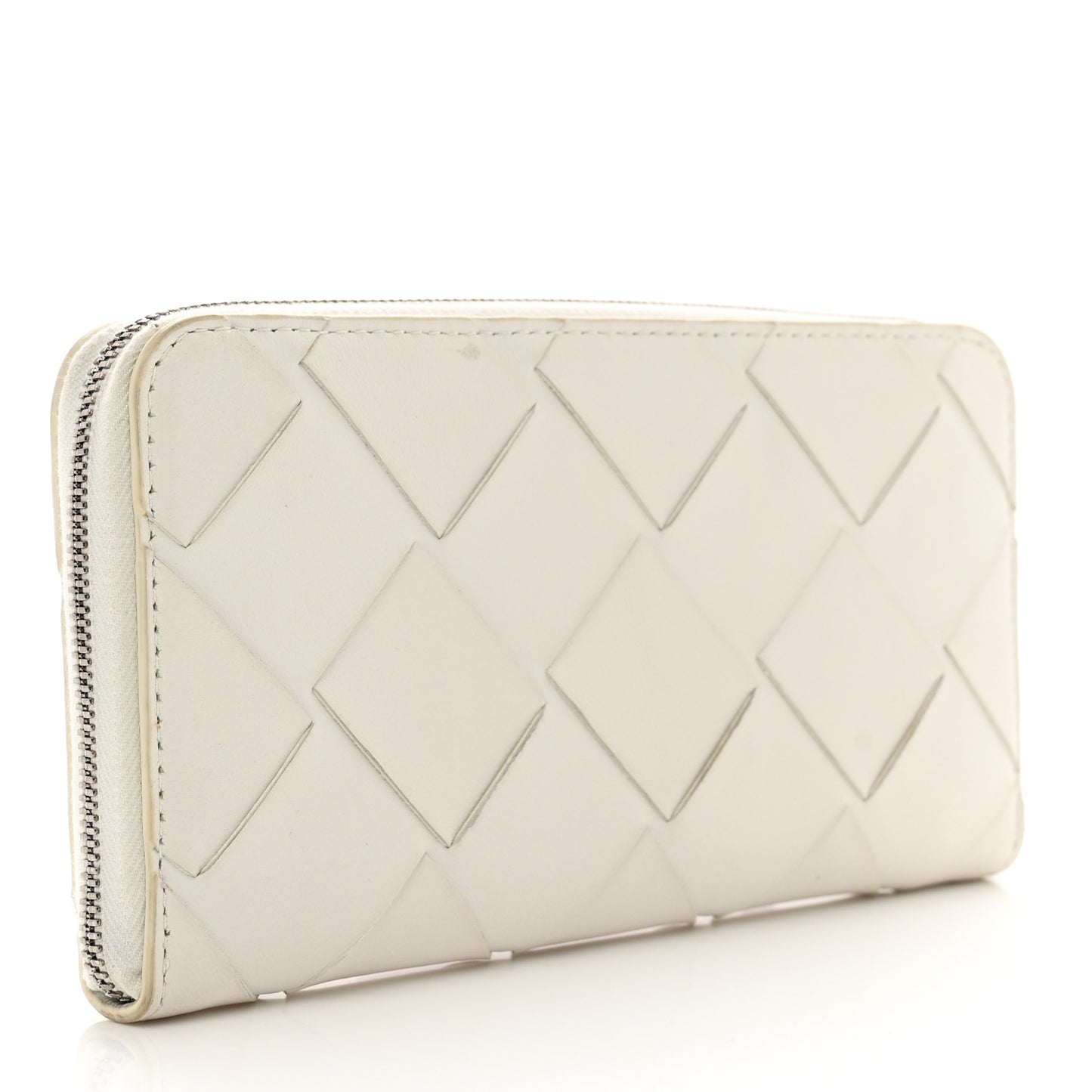 Nappa Maxi Intrecciato Zip Around Wallet White