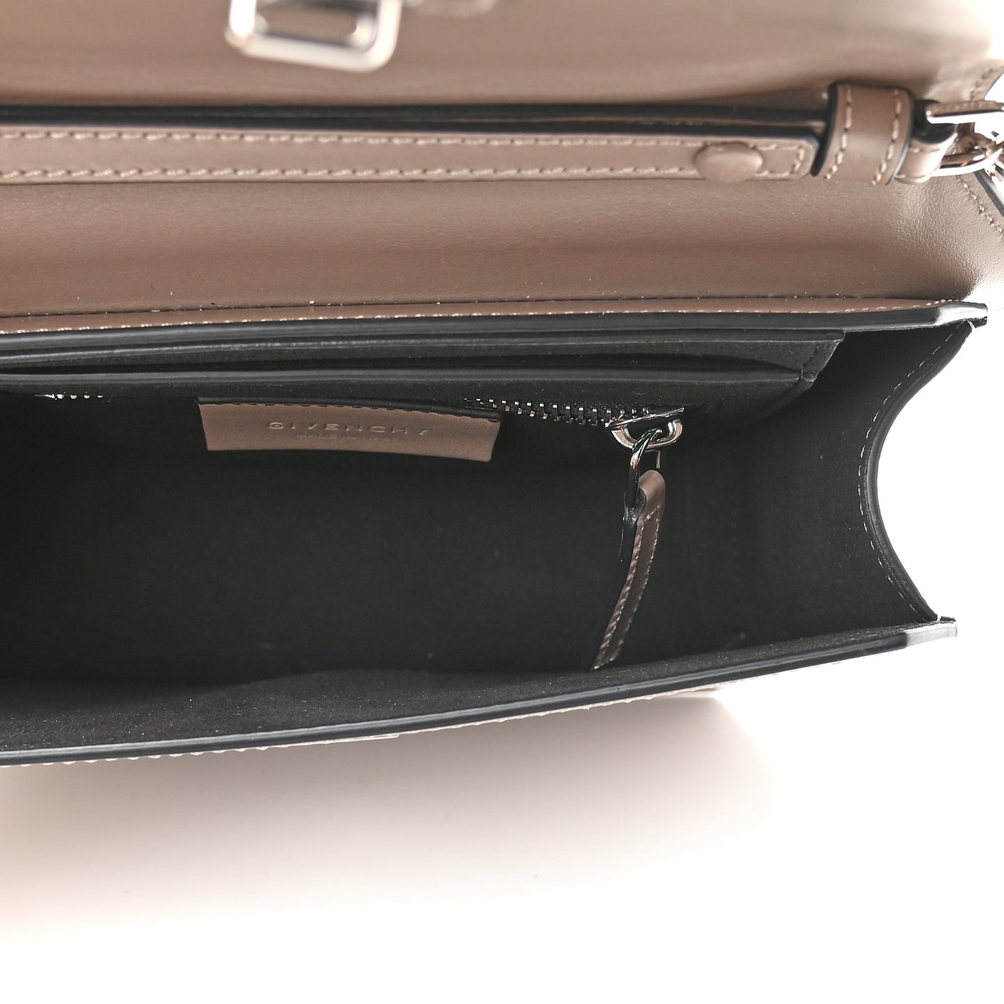 Calfskin Bow Cut Chain Wallet Taupe