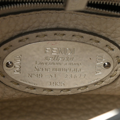 Fendi Cuoio Romano Selleria Bi-Color Mini Peekaboo Iconic Satchel Asfalto Latte 7 of 12