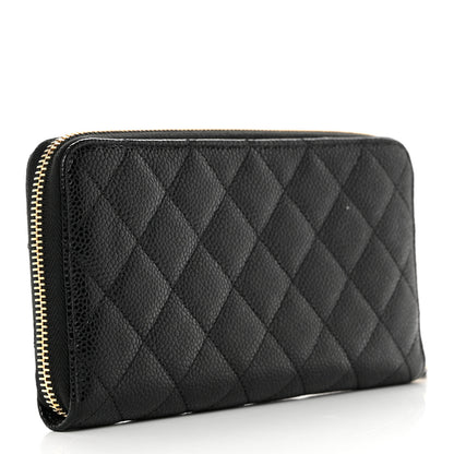 Chanel Caviar Quilted Large Gusset Zip Around Wallet Black 3 of 9
