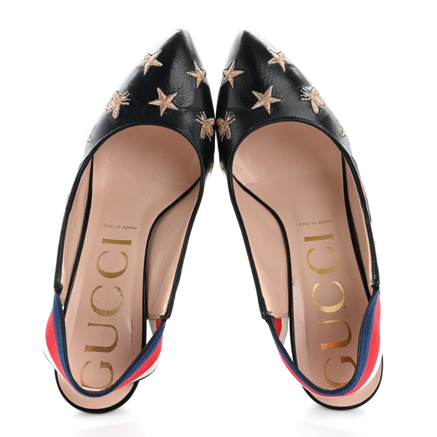 Malaga Kid Web Bee Star Embroidered Sylvie High Heel Slingback Pumps 39 Black