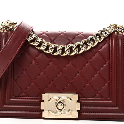 Chanel Lambskin Quilted Small Boy Flap Dark Red 7 of 9