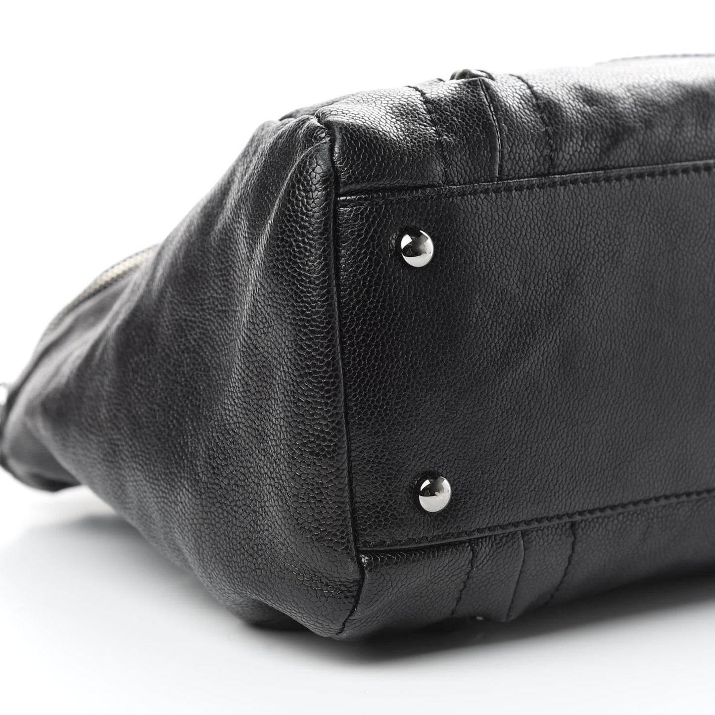 Glazed Caviar Modern Chain Tote Black