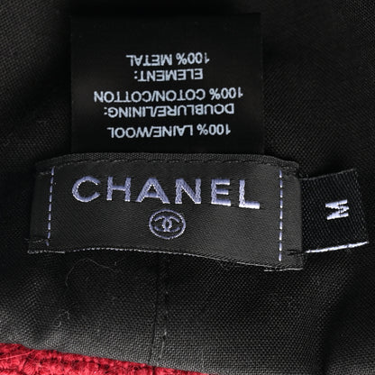 Chanel Wool Tweed CC Beret Beanie Hat M Burgundy 8 of 8