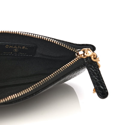 Chanel Calfskin Crocodile Embossed Cocodile Cosmetic Case Black Gold 5 of 13