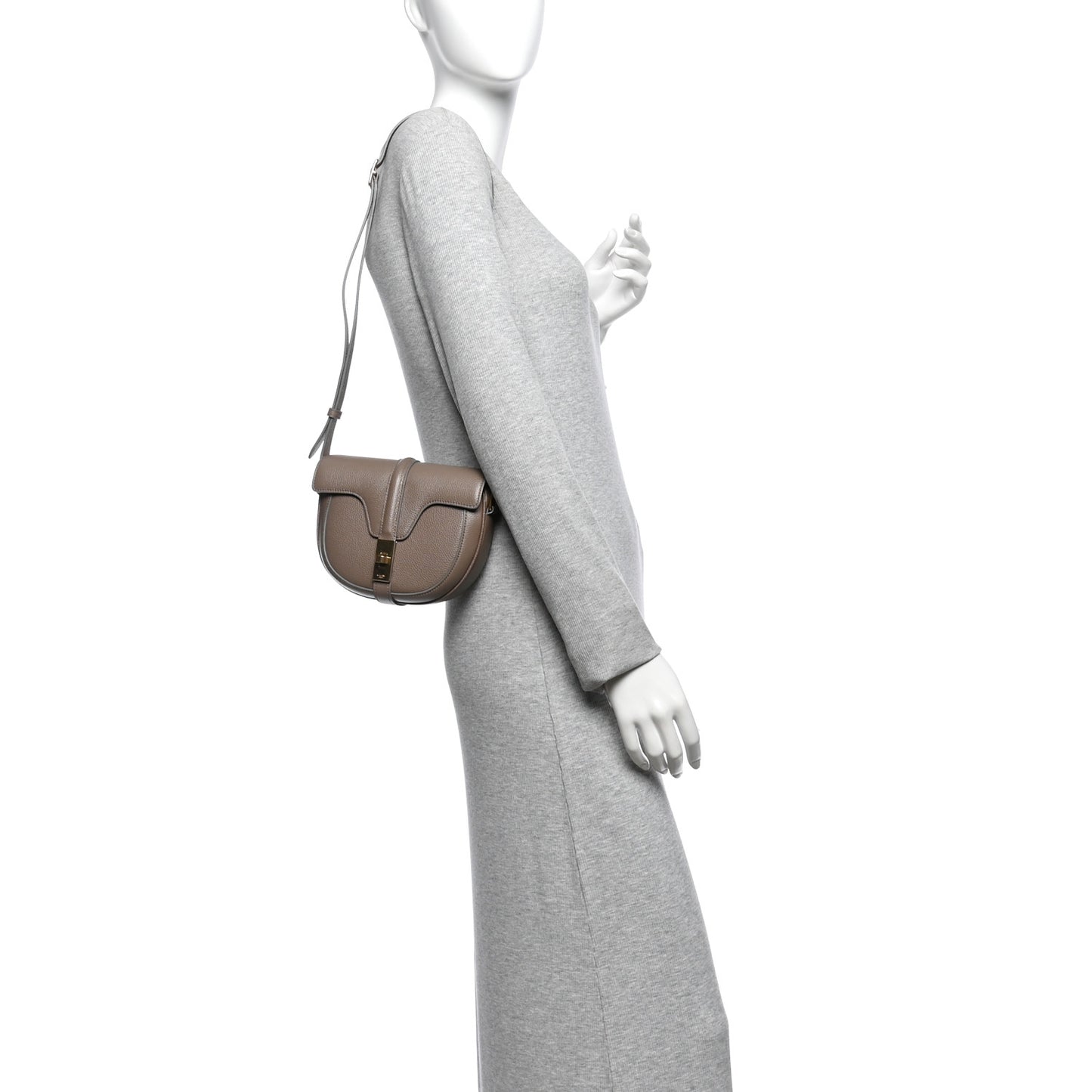 Grained Calfskin Besace Small 16 Taupe