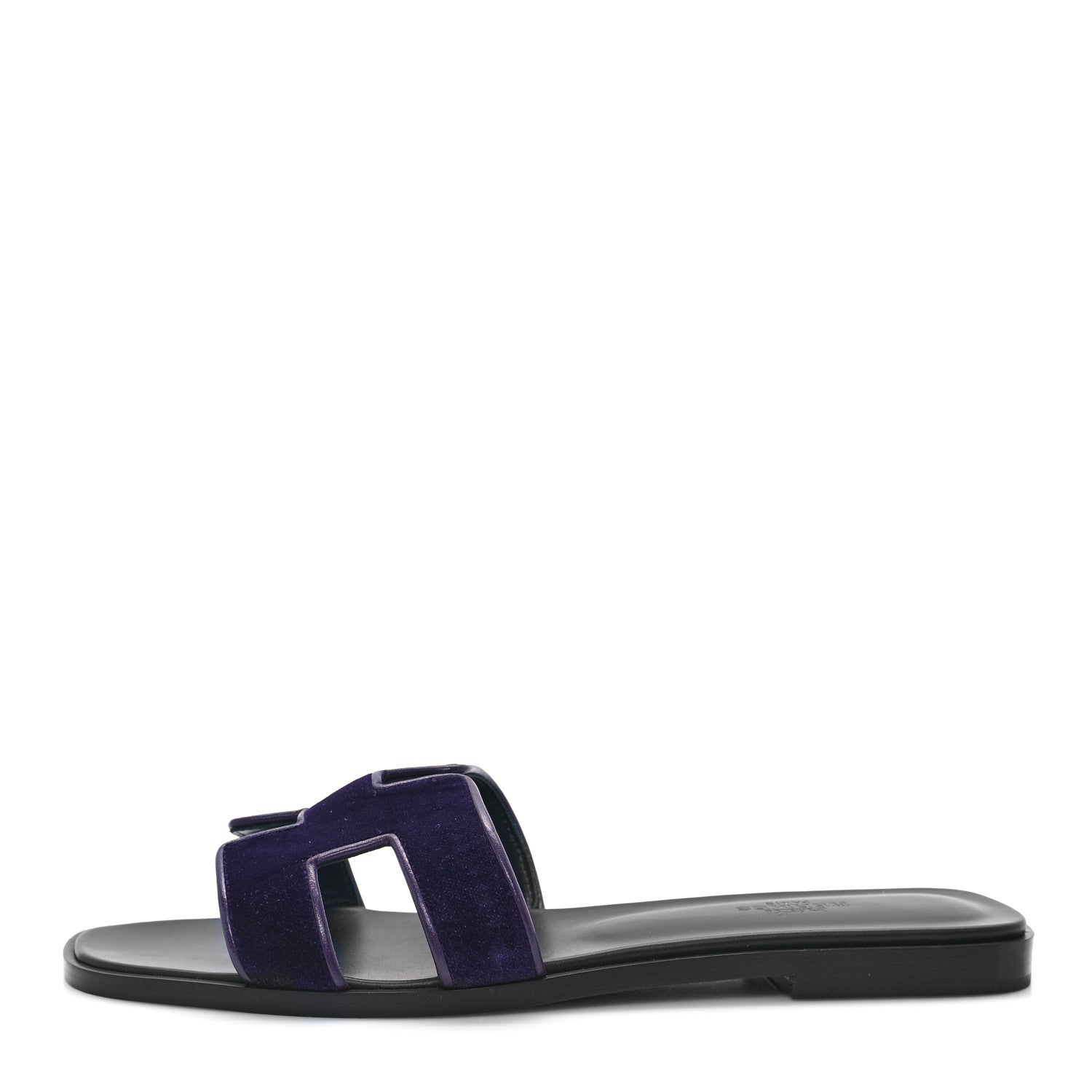 Hermes Velvet Nappa Oran Sandals  38.5 Violet Fonce 1 of 10