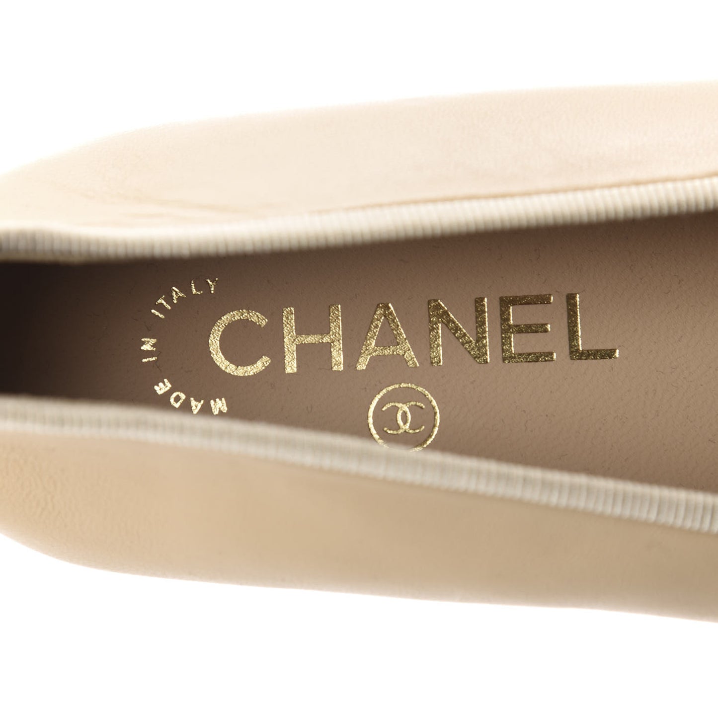 Lambskin Cap Toe CC Ballerina Flats 41 Beige Black