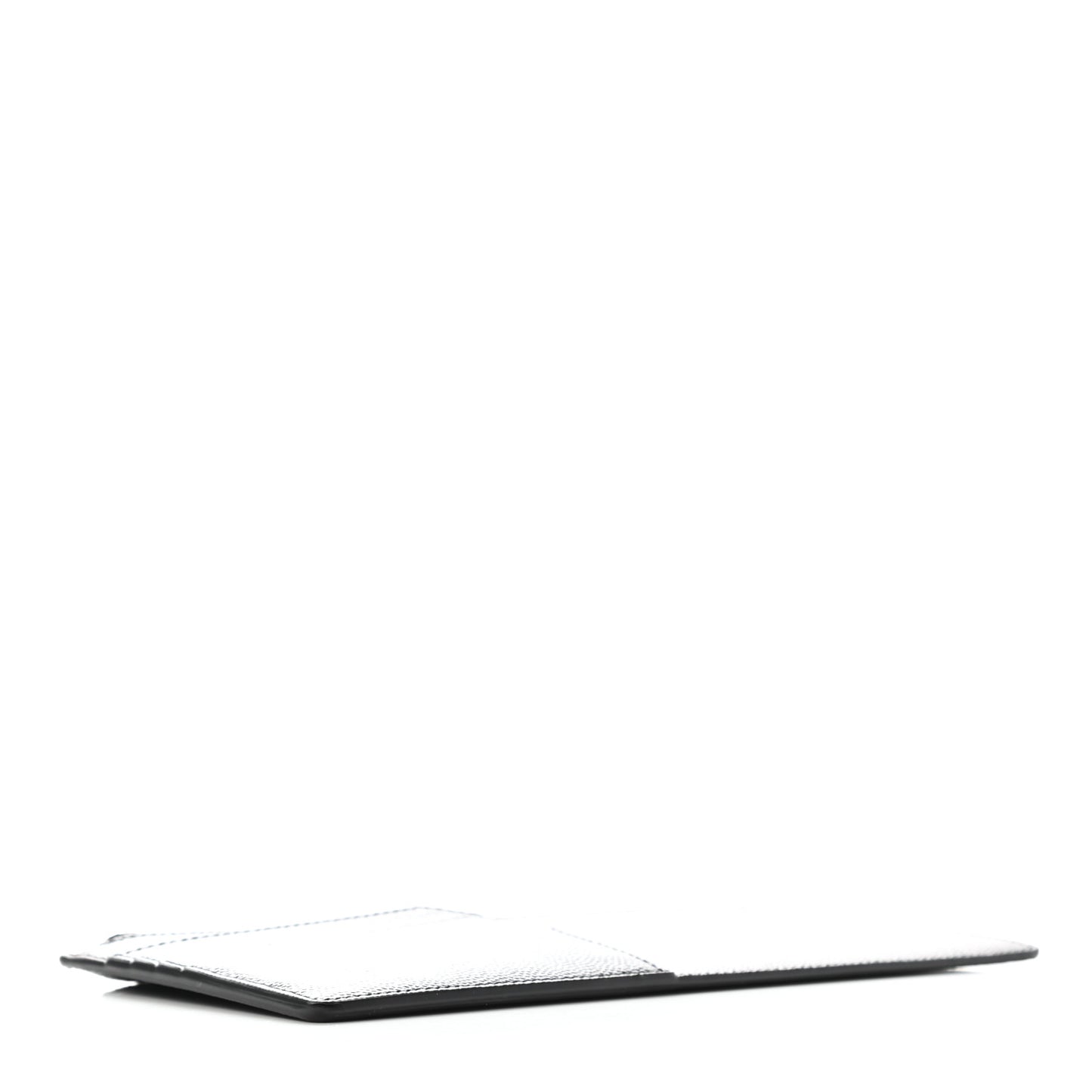 Grained Calfskin Zip Pouch Card Holder Black