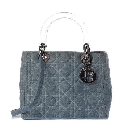 Christian Dior Denim Cannage Medium Lady Dior Light Blue 1 of 9