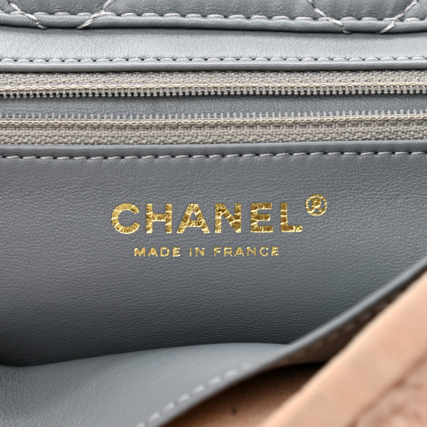 Chanel Shearling Sheepskin Single Flap Gray Pink Beige 6 of 14