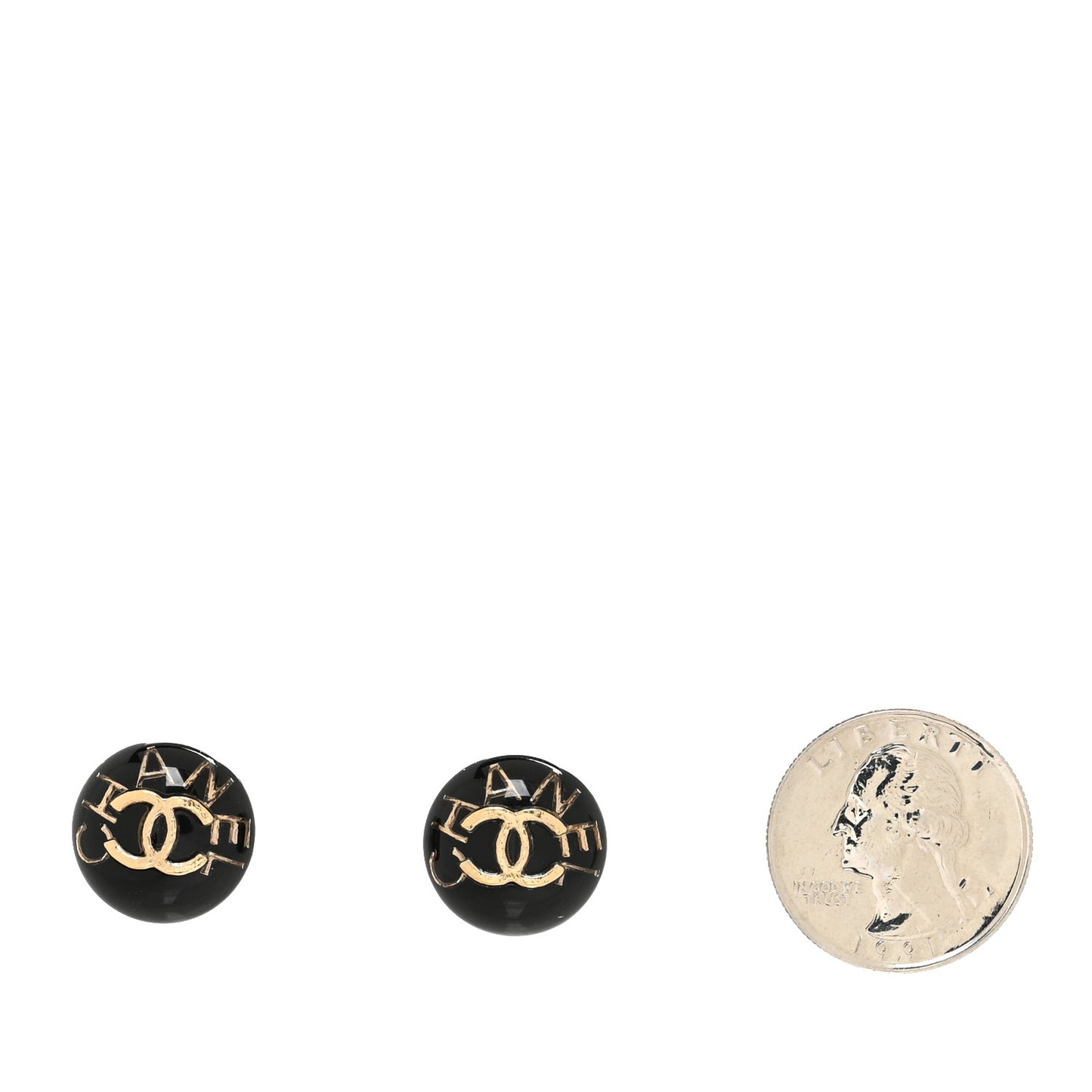 Resin CC Round Earrings Gold Black