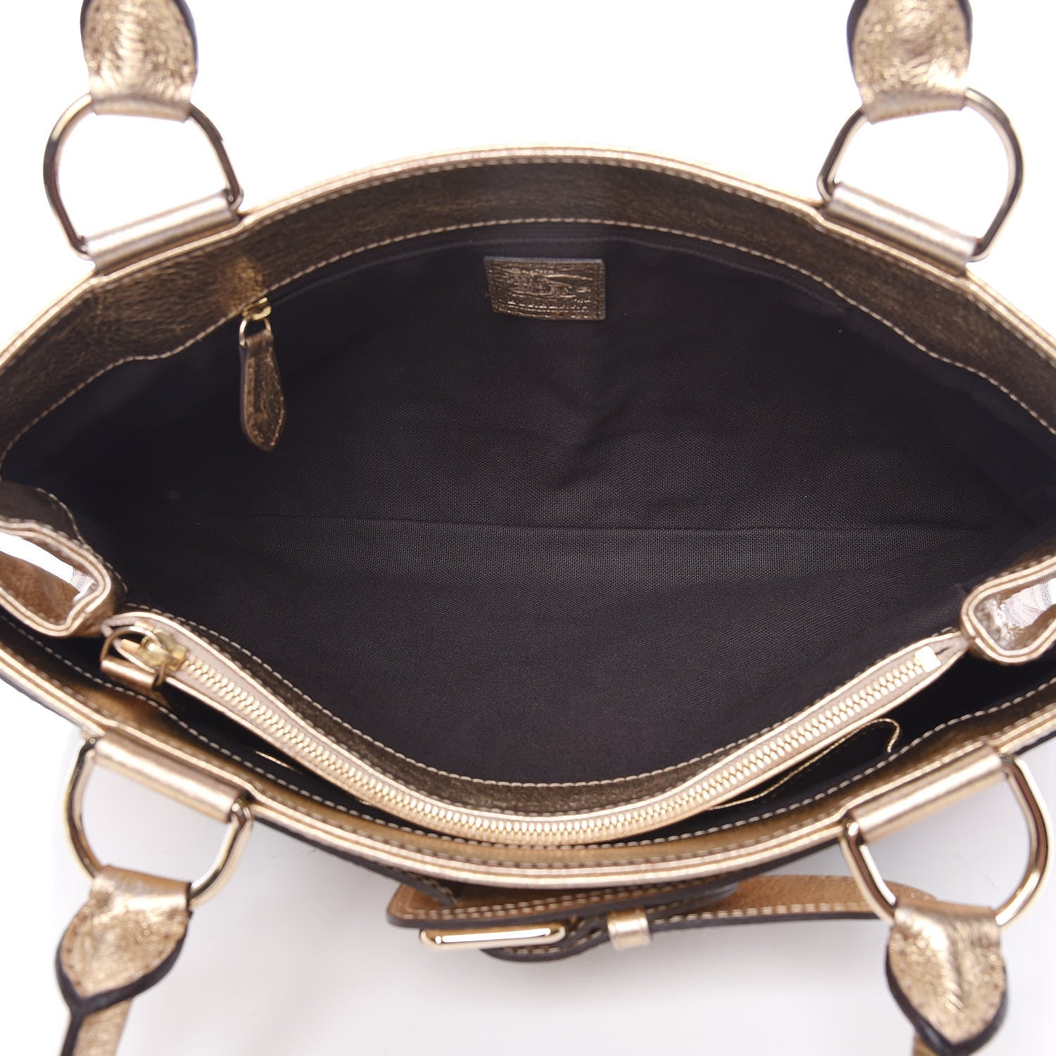 Burberry Haymarket Check Tote Gold 6 of 22