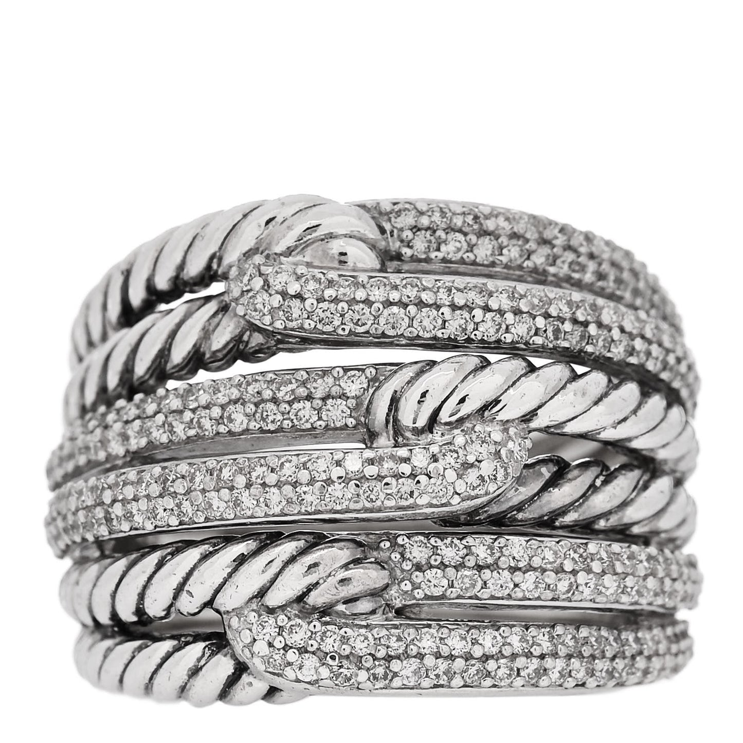 Sterling Silver Diamond 19mm Labyrinth Triple Loop Ring 57 8