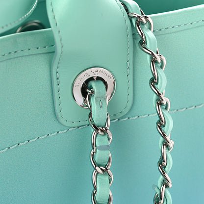 Chanel Shaded Calfskin Small Deauville Tote Light Green Turquoise Purple 12 of 15