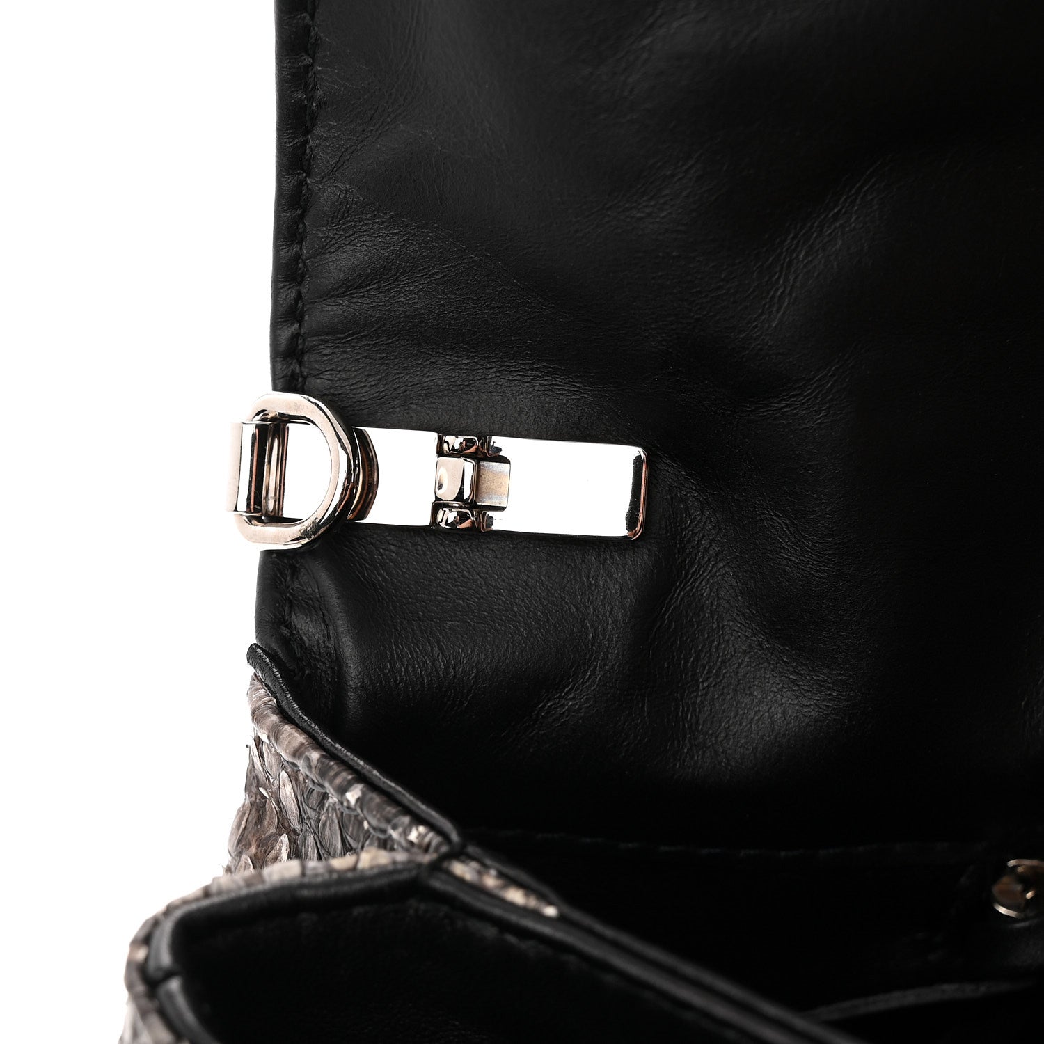 Balenciaga Snakeskin Classic Silver Hardware Envelope Strap Clutch 12 of 12