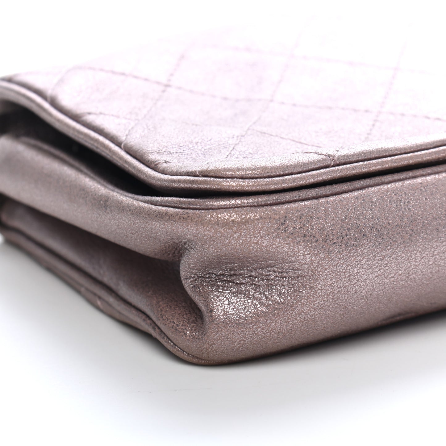 Metallic Lambskin Quilted Wallet On Chain WOC Lilac