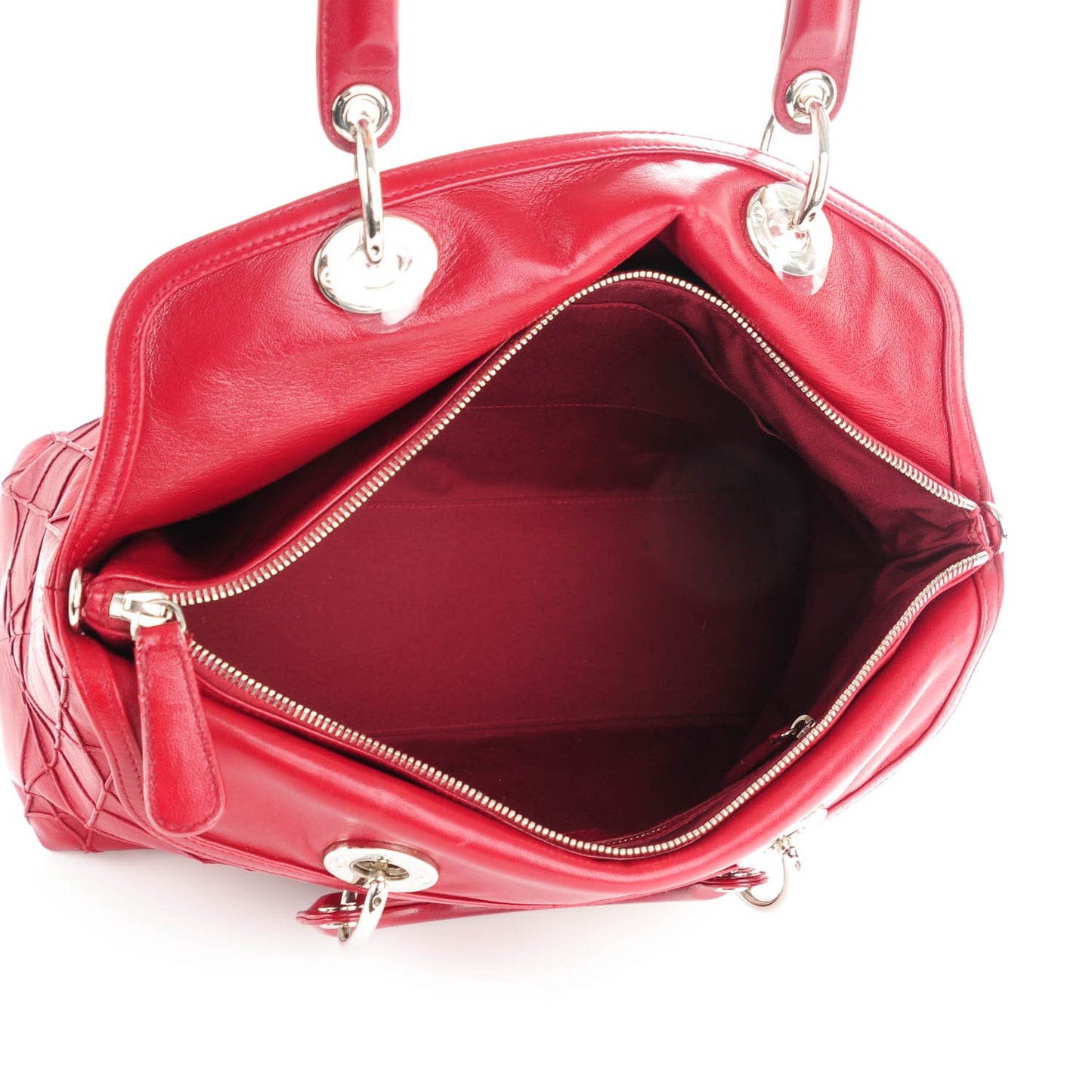 Lambskin Cannage Medium Granville Tote Red