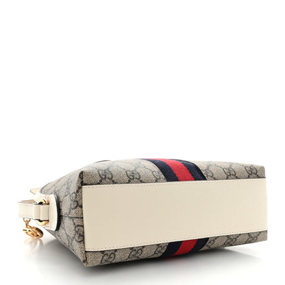 Gucci GG Supreme Monogram Textured Dollar Calfskin Web Small Ophidia Dome Shoulder Bag Beige Ebony Mystic White 4 of 12