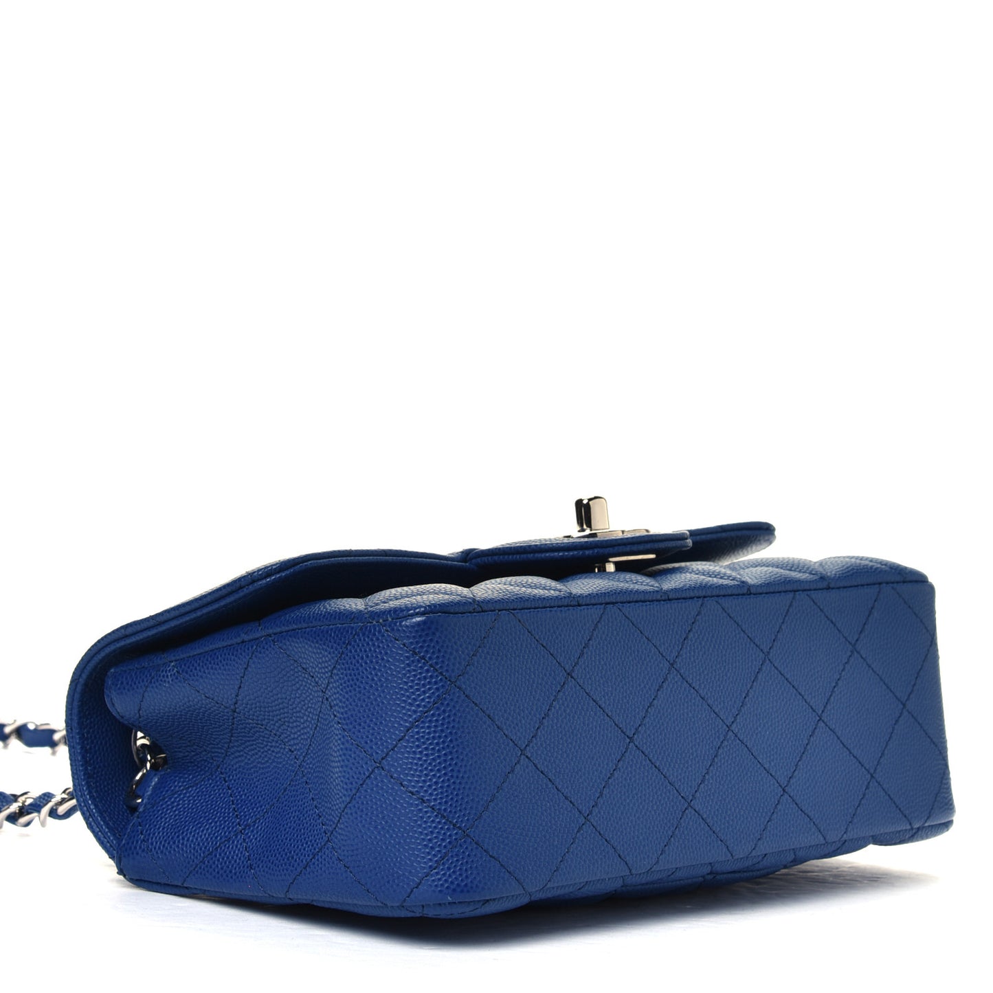 Caviar Quilted Mini Rectangular Flap Blue