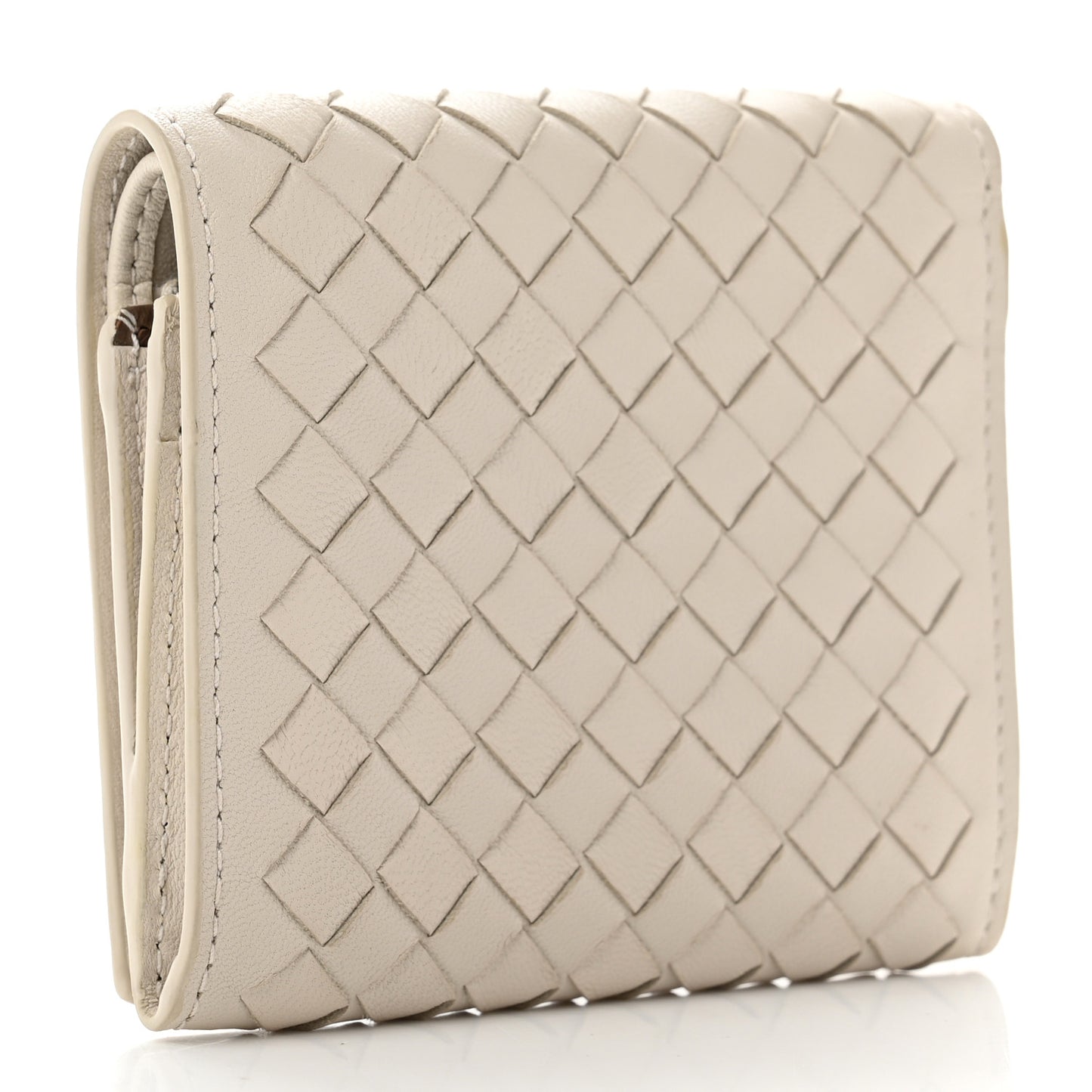 Nappa Intrecciato Tri-Fold Wallet White