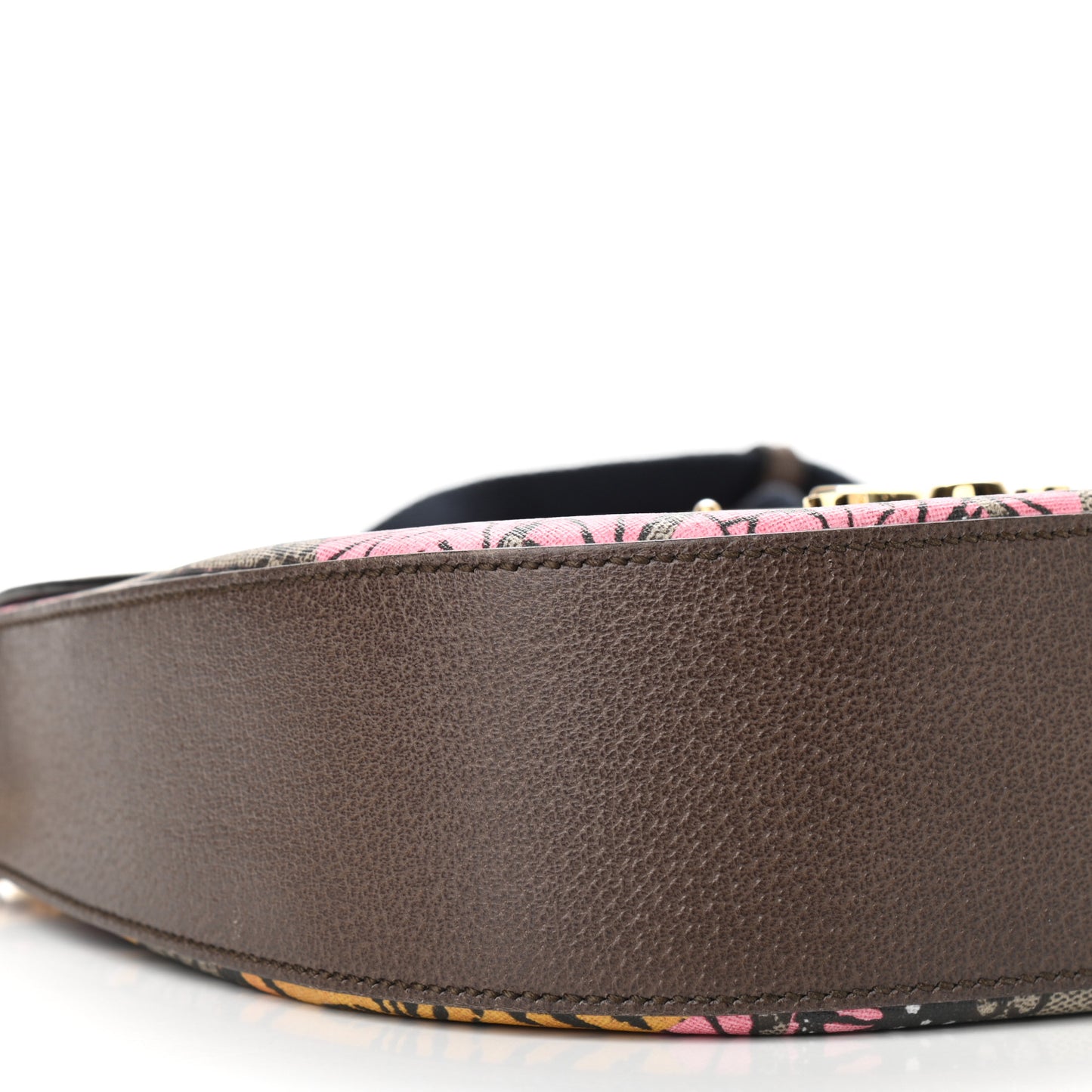 GG Supreme Monogram Bengal Web Medium Padlock Messenger Shoulder Bag Beige Pink