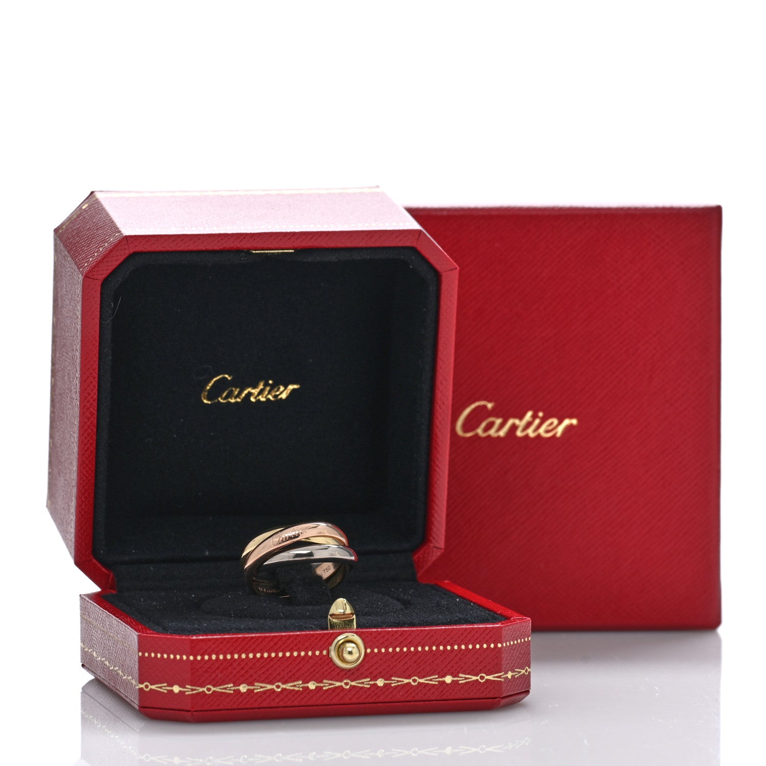 Cartier 18K Pink Yellow White Gold Classic Trinity Ring 55 7.25 5 of 5