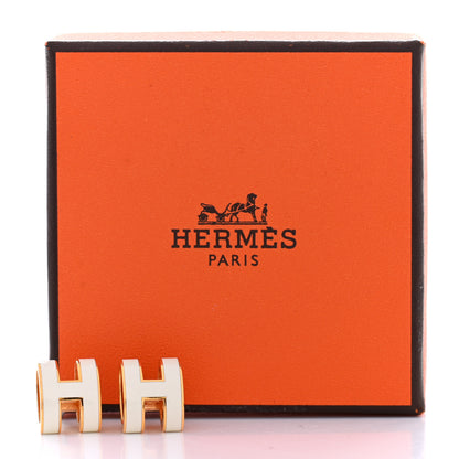 Hermes Gold Lacquered Mini Pop H Earrings White 6 of 6