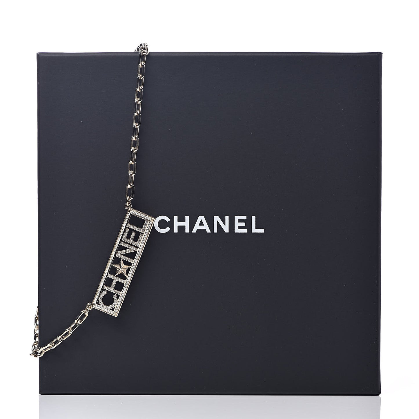 Crystal Chain Short Logo Necklace Gold