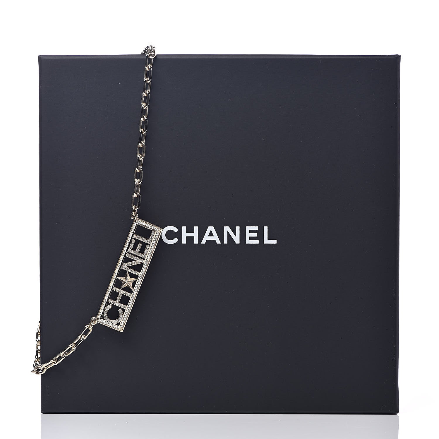 Chanel Crystal Chain Short Logo Necklace Gold 6 of 6
