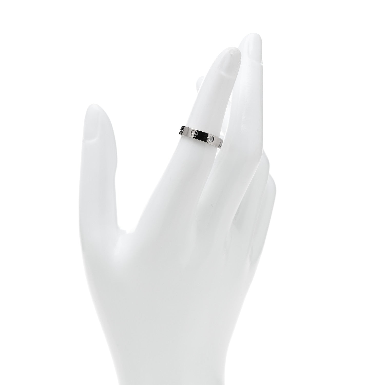 Cartier 18K White Gold Diamond 4mm LOVE Wedding Band Ring 50 5.25 2 of 6