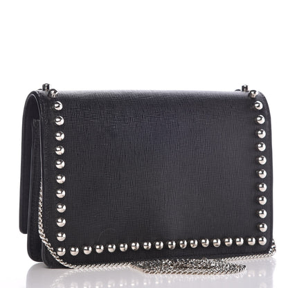 Fendi Vitello Elite Mink Fur Studded Karlito Tube Wallet on Chain Black 3 of 14